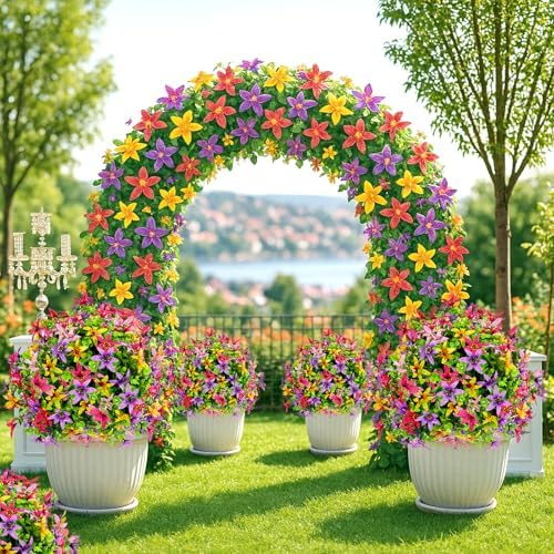 Artificial Boxwood Topiary Ball with Flowers 22 Inch