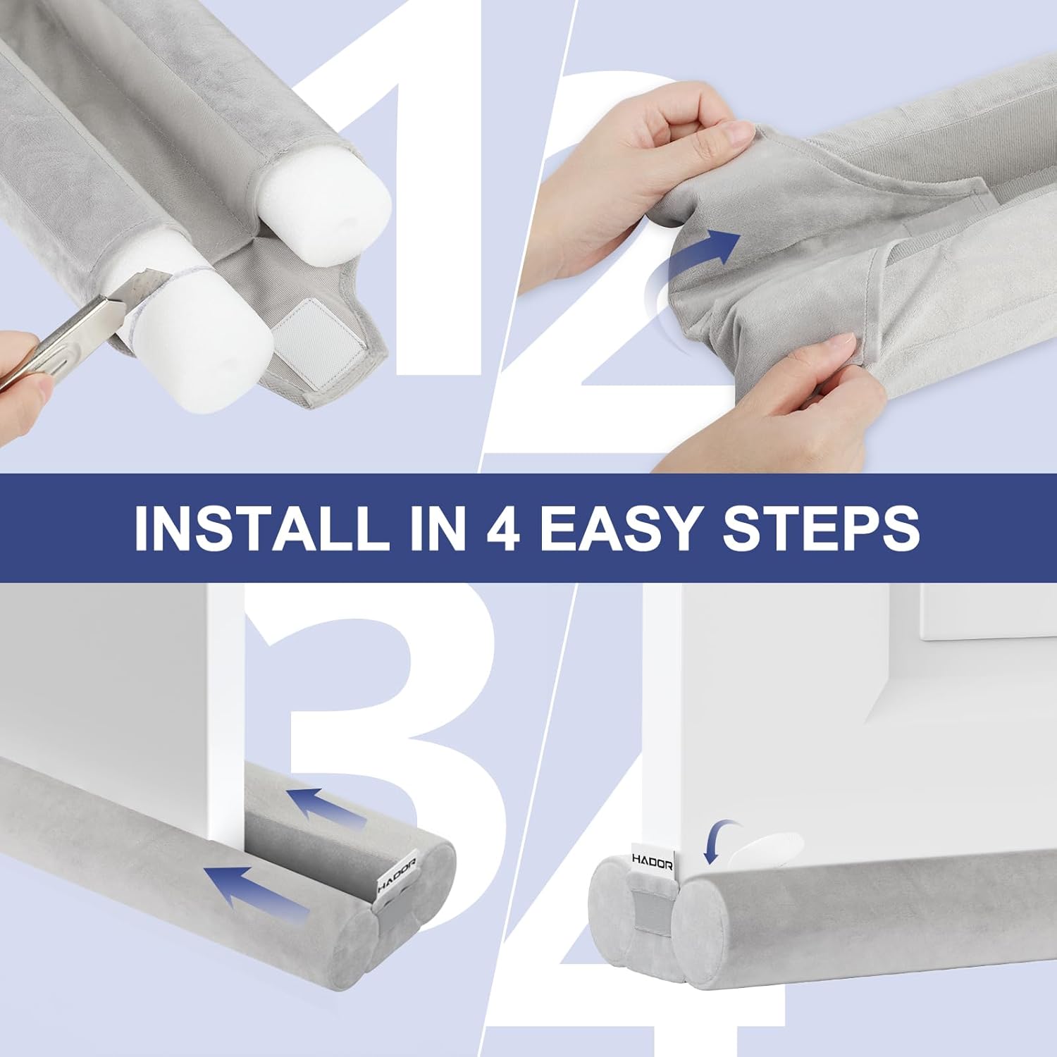 HADOR Door Draft Stopper 36 Inch Under Door Gap Sealer Grey