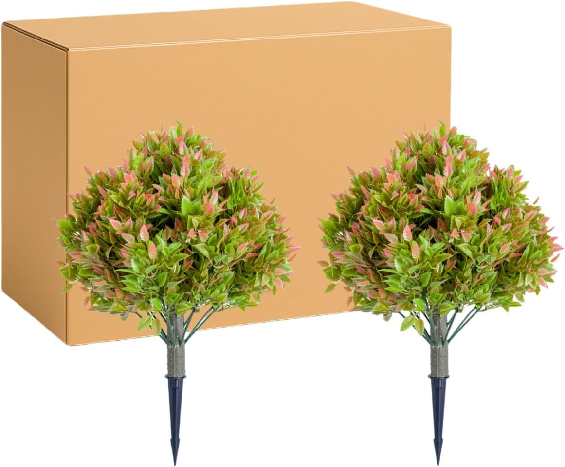236 Inch Artificial Topiary Trees Set of 2 with Ground Spike