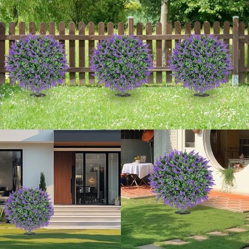 Artificial Boxwood Topiary Balls with Lavender Set of 2