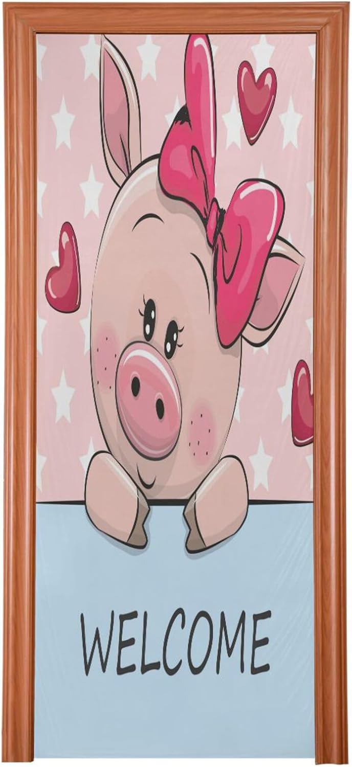 Susiyo Cartoon Pink Pig Halloween Door Cover 32x79 Inch