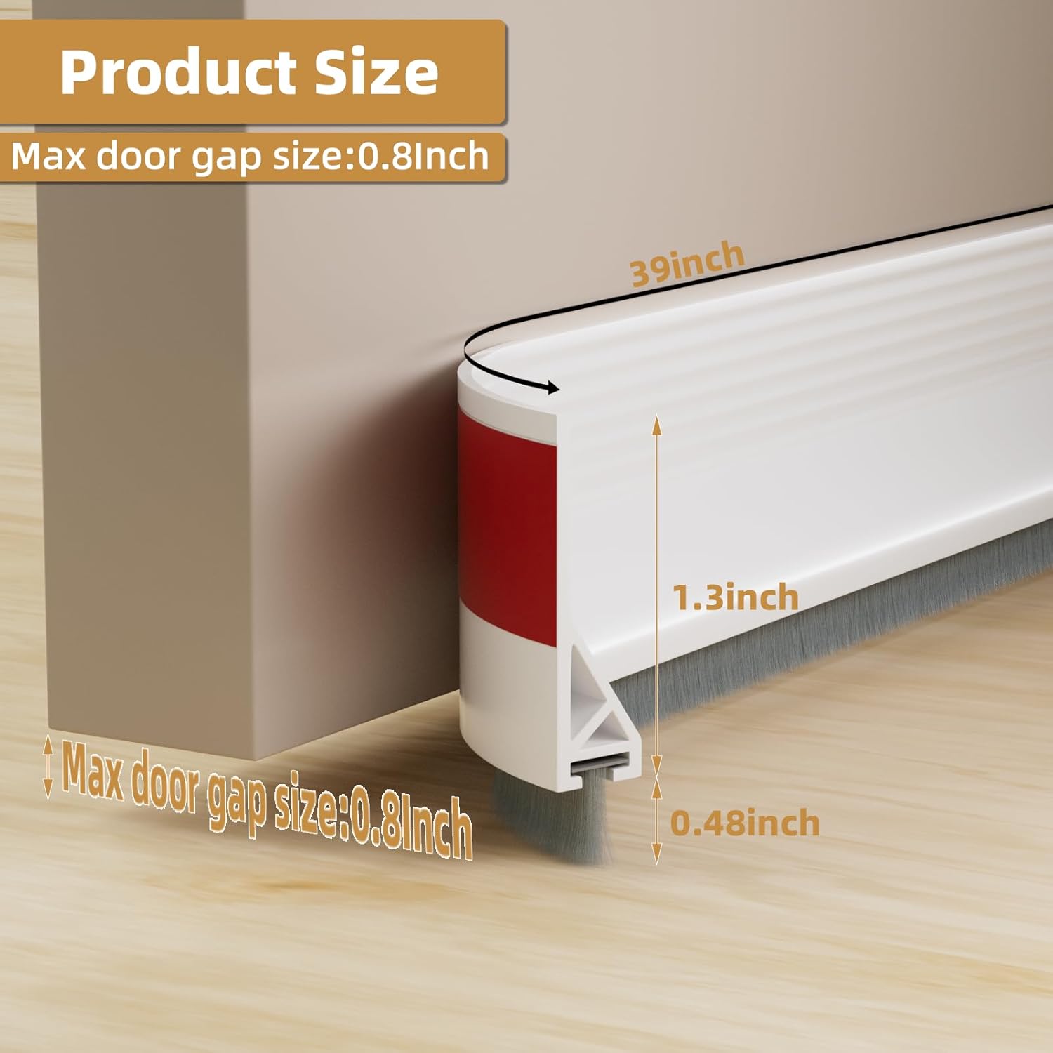 cuysfead 2Pack Door Draft Stopper with Brush and Strong Adhesive