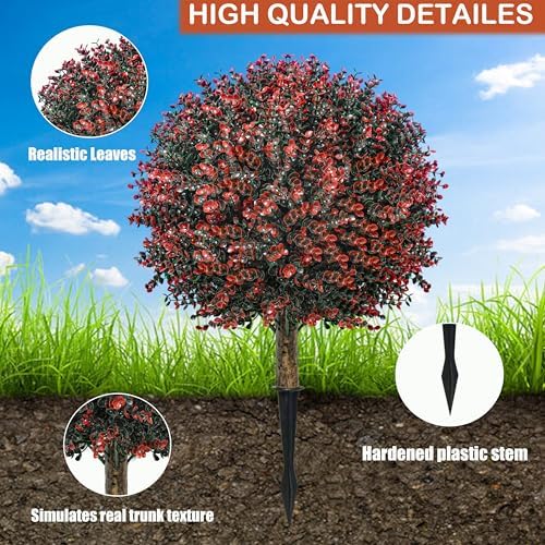 Ronyila Artificial Boxwood Topiary Ball Tree Set of 2
