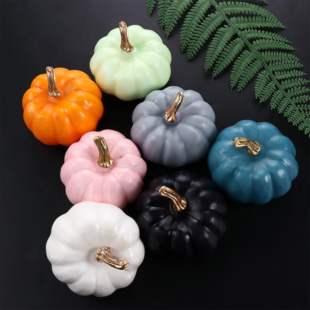 Minlia Fabric Artificial Pumpkins for Halloween and Thanksgiving Decor