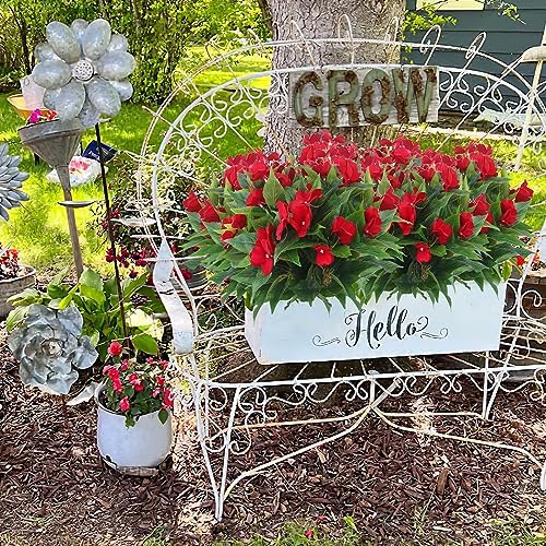 2 Pcs Artificial Impatiens Flowers for Outdoor Decor