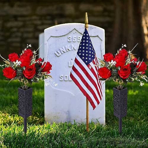 Cemetery Artificial Flower Vase with Foam and Spike