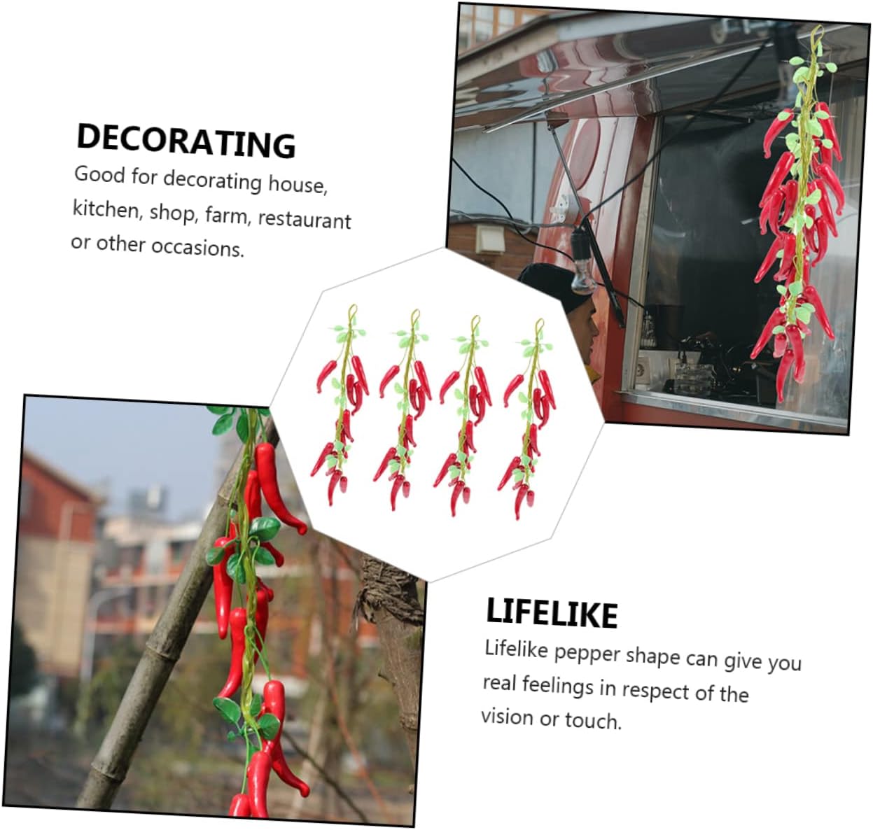 8pcs Realistic Hanging Chili Pepper Decor Strings