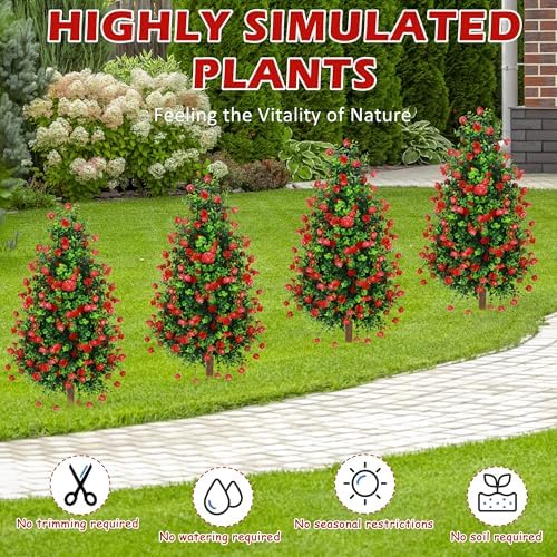 Sunnyglade 2 Pack 275 Inch Artificial Rose Topiary Trees
