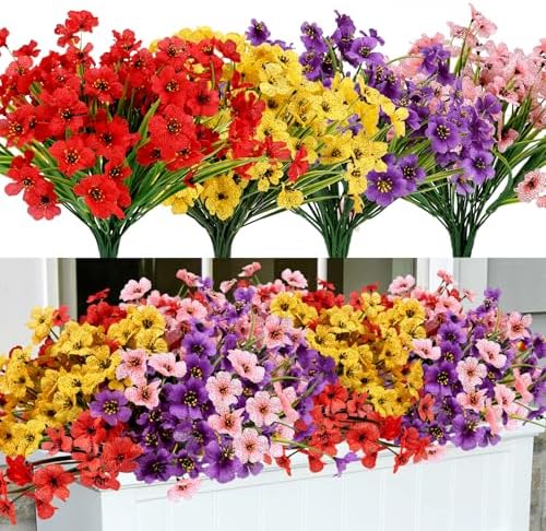 Geegoods Artificial Flowers 32 Bundles UV Resistant Outdoor Decor