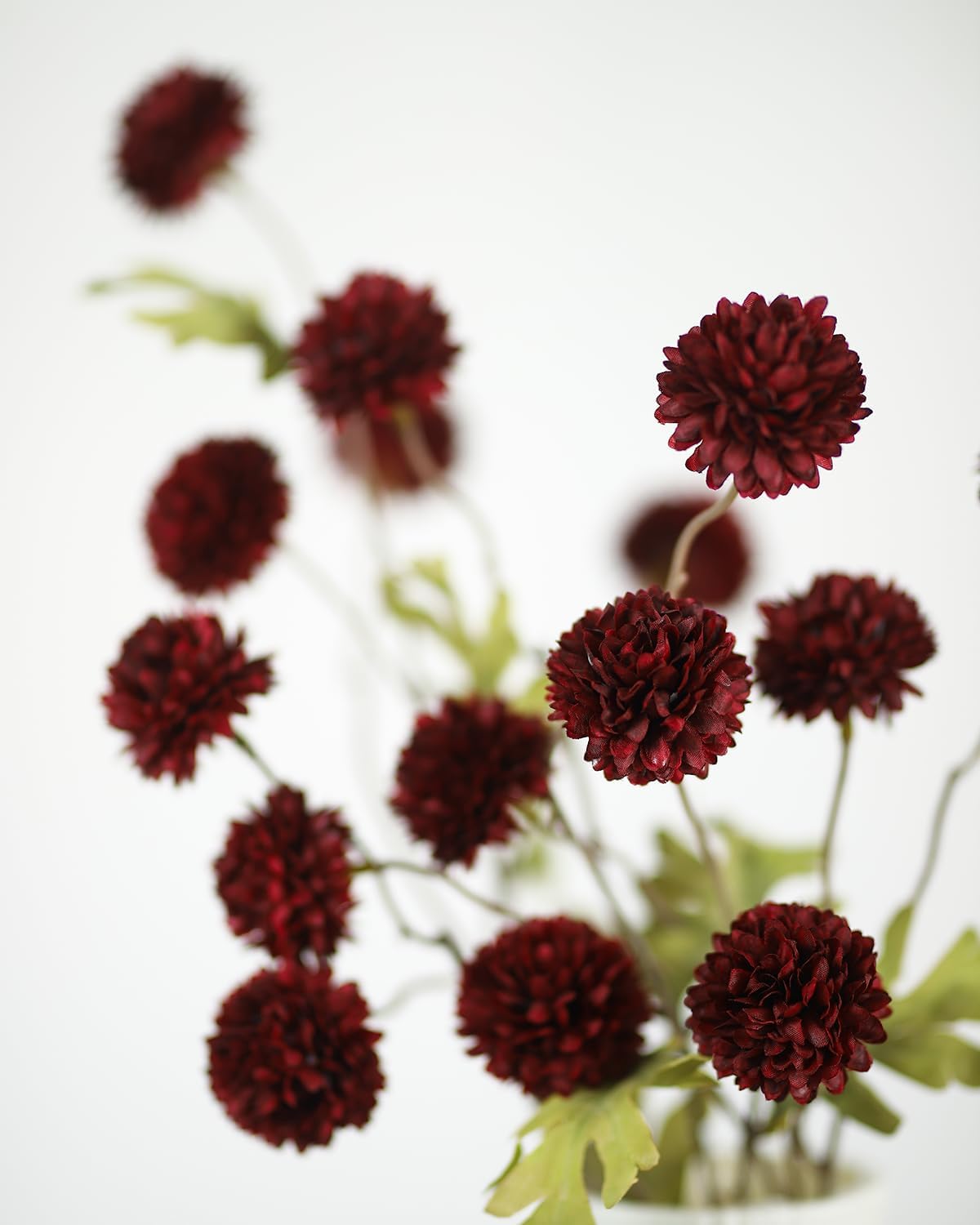 DuHouse 6pcs Artificial Flowers Faux Silk Pompon Mum with Stems