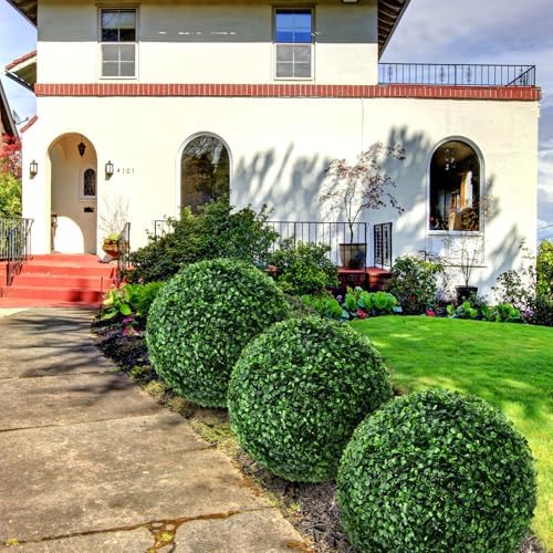 Hotop 4 Pcs 14 Inch Artificial Topiary Ball Garden Decor