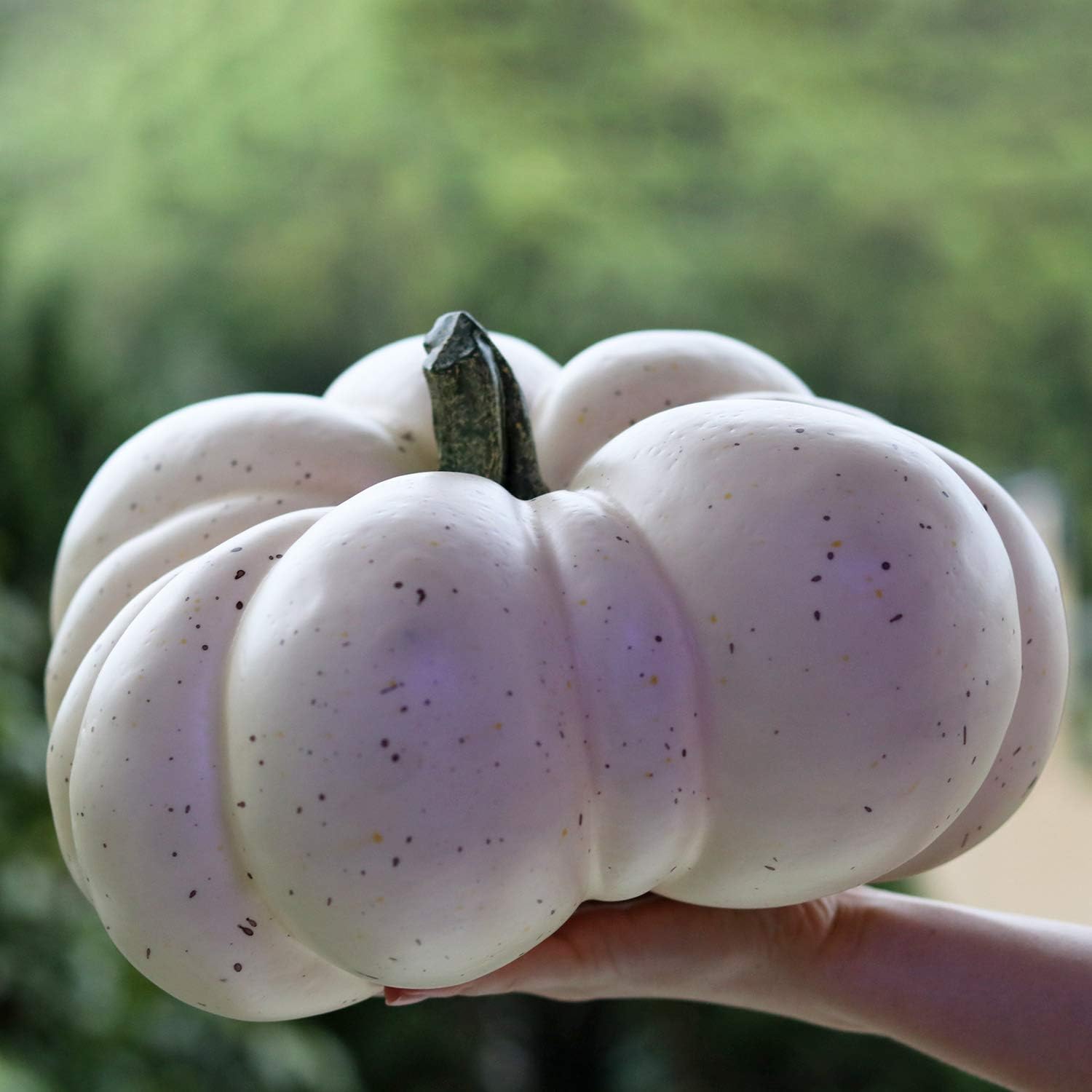 Large Artificial Pumpkin with White Speckles for Fall Decor