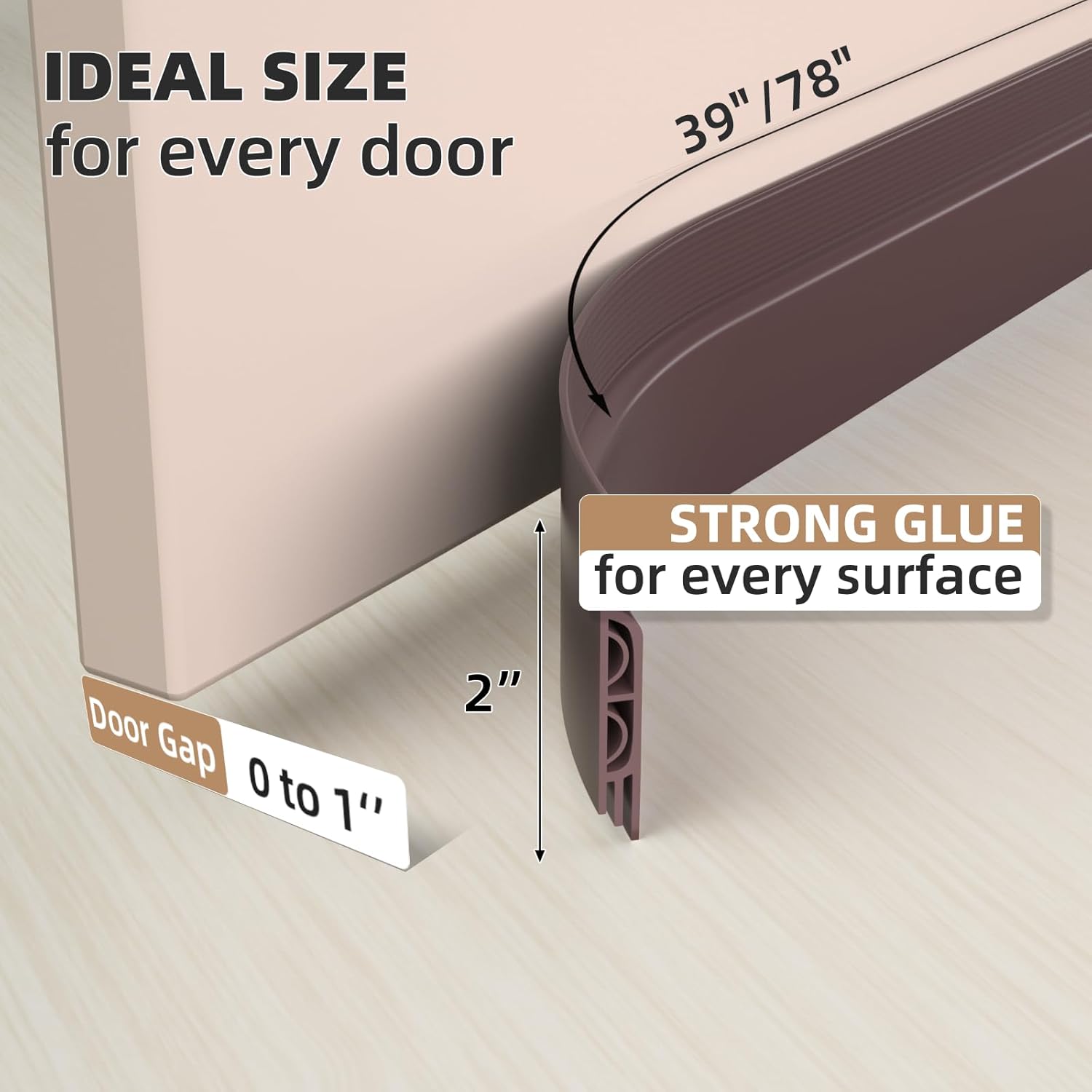 78 Inches Brown Door Draft Stopper Soundproof Seal