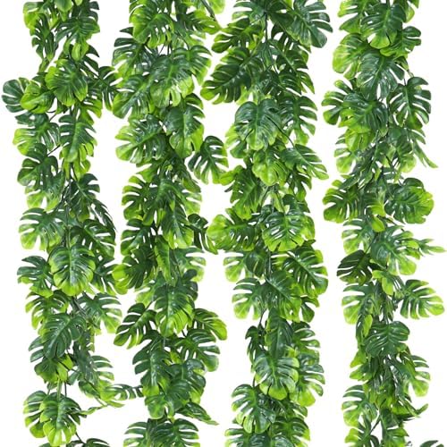 Dolicer 4Pcs Artificial Monstera Leaf Vines Hanging Garland