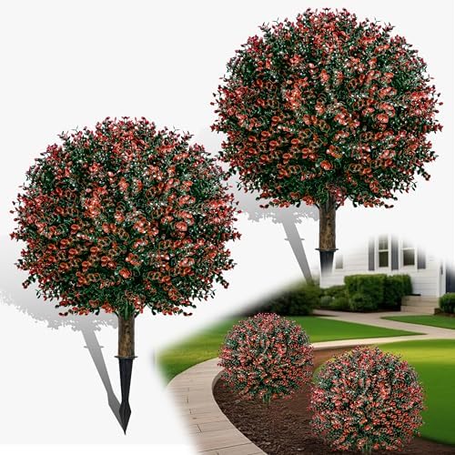 YUGYUM Set of 2 Artificial Boxwood Topiary Trees