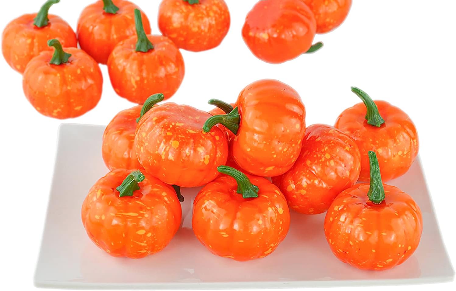 Jedfore Lifelike Mini Pumpkins Fake Fruit Set of 16 Orange