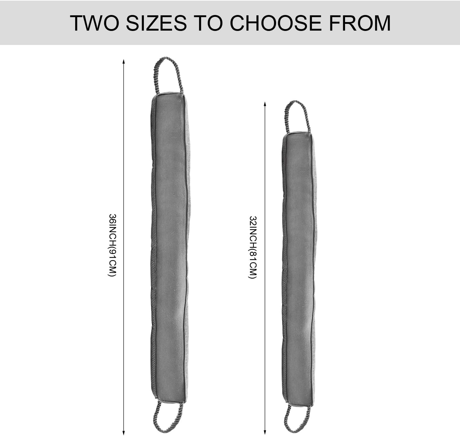 Heavy Duty Door Draft Stopper - 36 Inch Grey Weather Stripping Noise Blocker