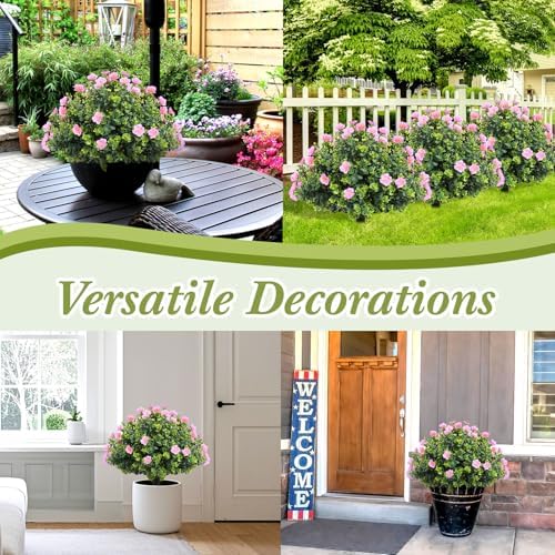 XunYee 4 Pcs 20 Inch Artificial Topiary Trees with Pink Flowers
