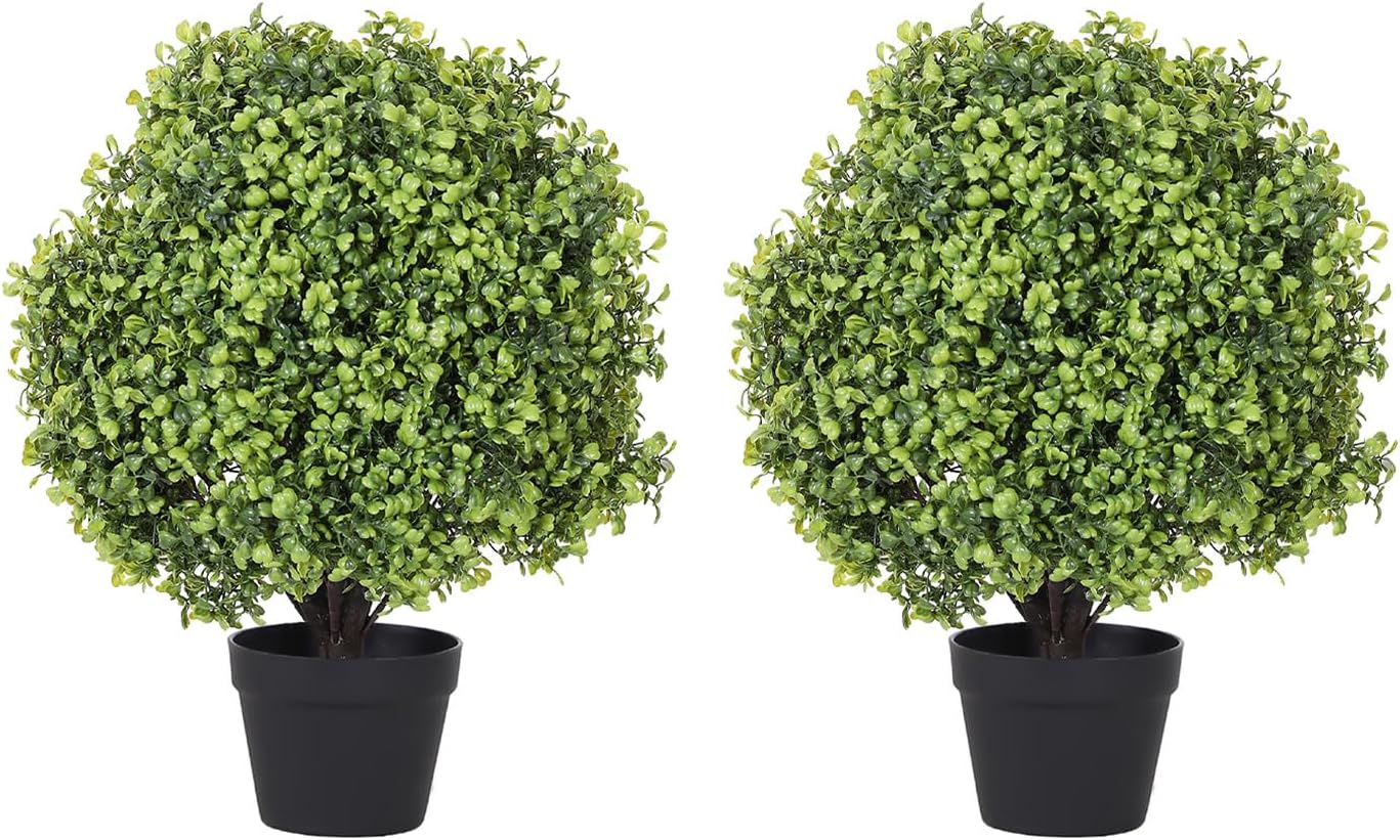 THE BLOOM TIMES 2ft Artificial Boxwood Topiary Set of 2