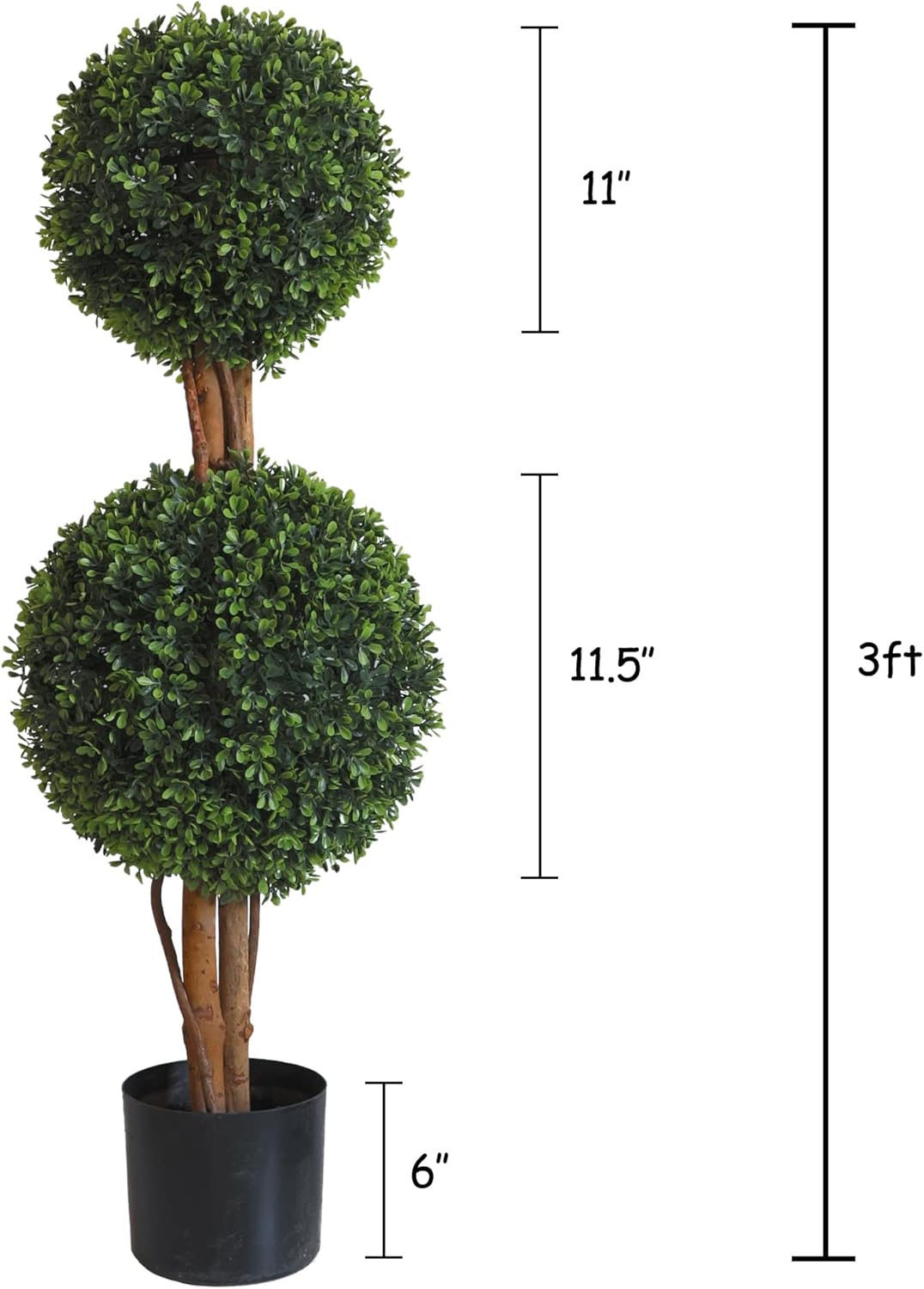 OAZALDA 3Ft Boxwood Double Ball Topiary Trees Set of 2
