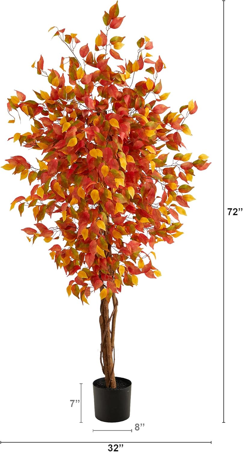 Nearly Natural 6ft Autumn Ficus Artificial Tree