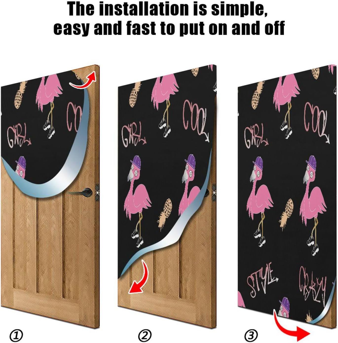 Susiyo Black Flamingos Halloween Door Cover