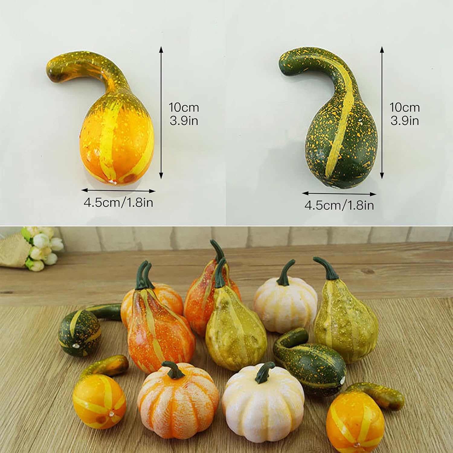 TITA-DONG Artificial Pumpkins and Gourds Set of 12 Halloween Foam Props