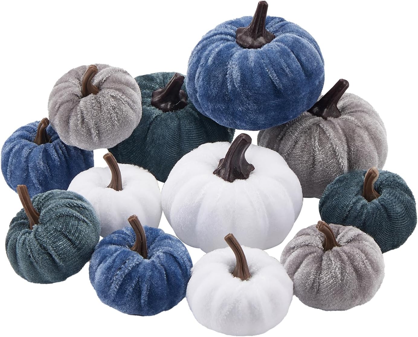 12Pcs Velvet Pumpkin Halloween Decorations Assorted 1