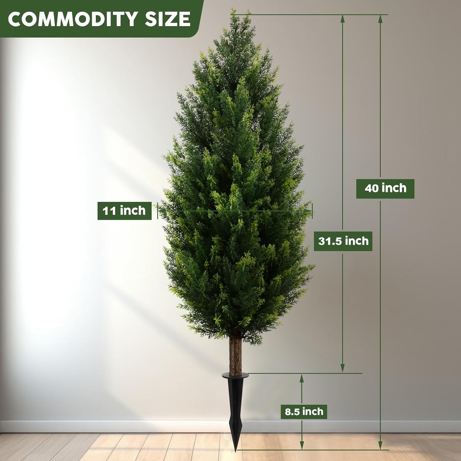 3ft Artificial Cedar Topiary Tree with Stakes Set of 2