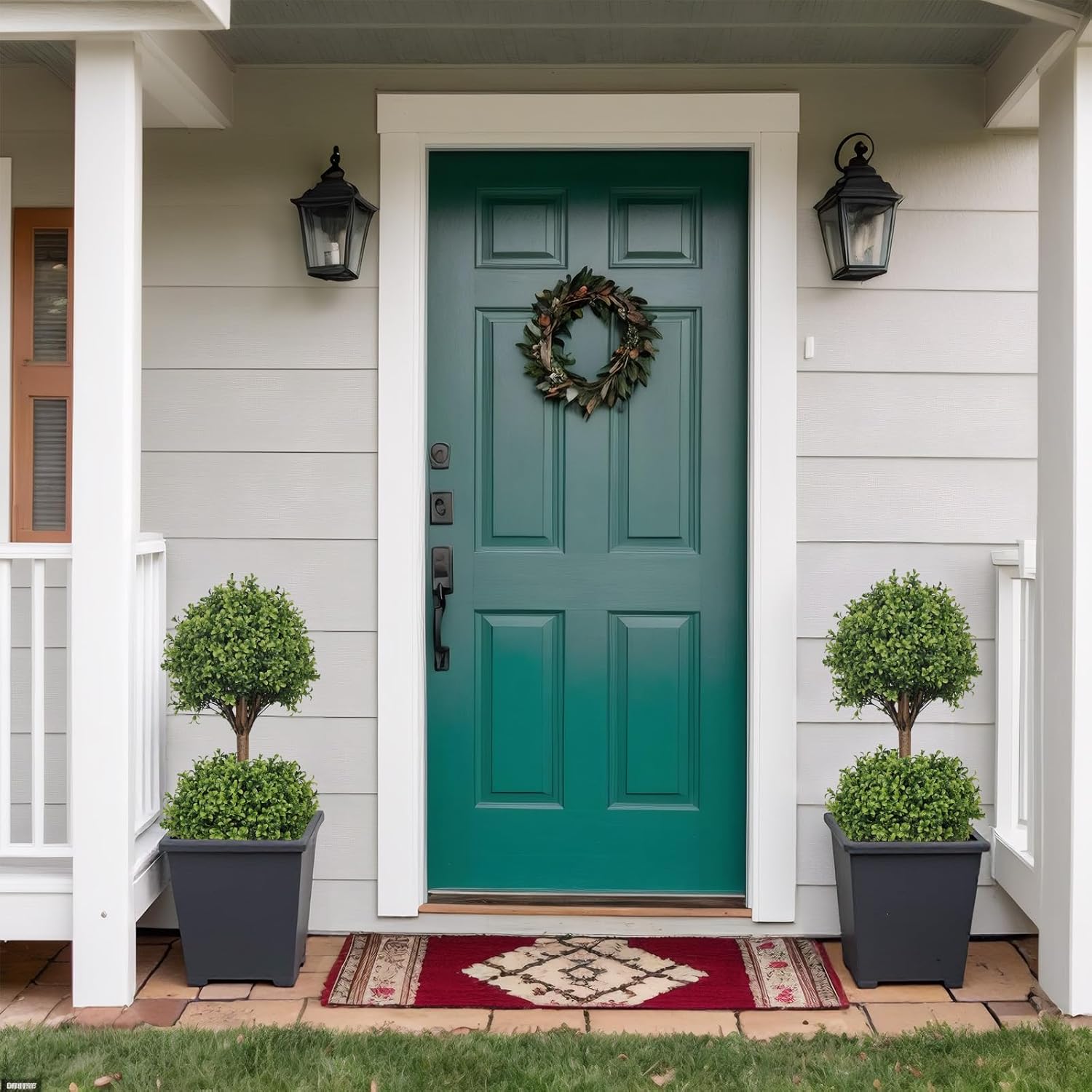THE BLOOM TIMES 40 Artificial Boxwood Topiary Double Ball Set of 2