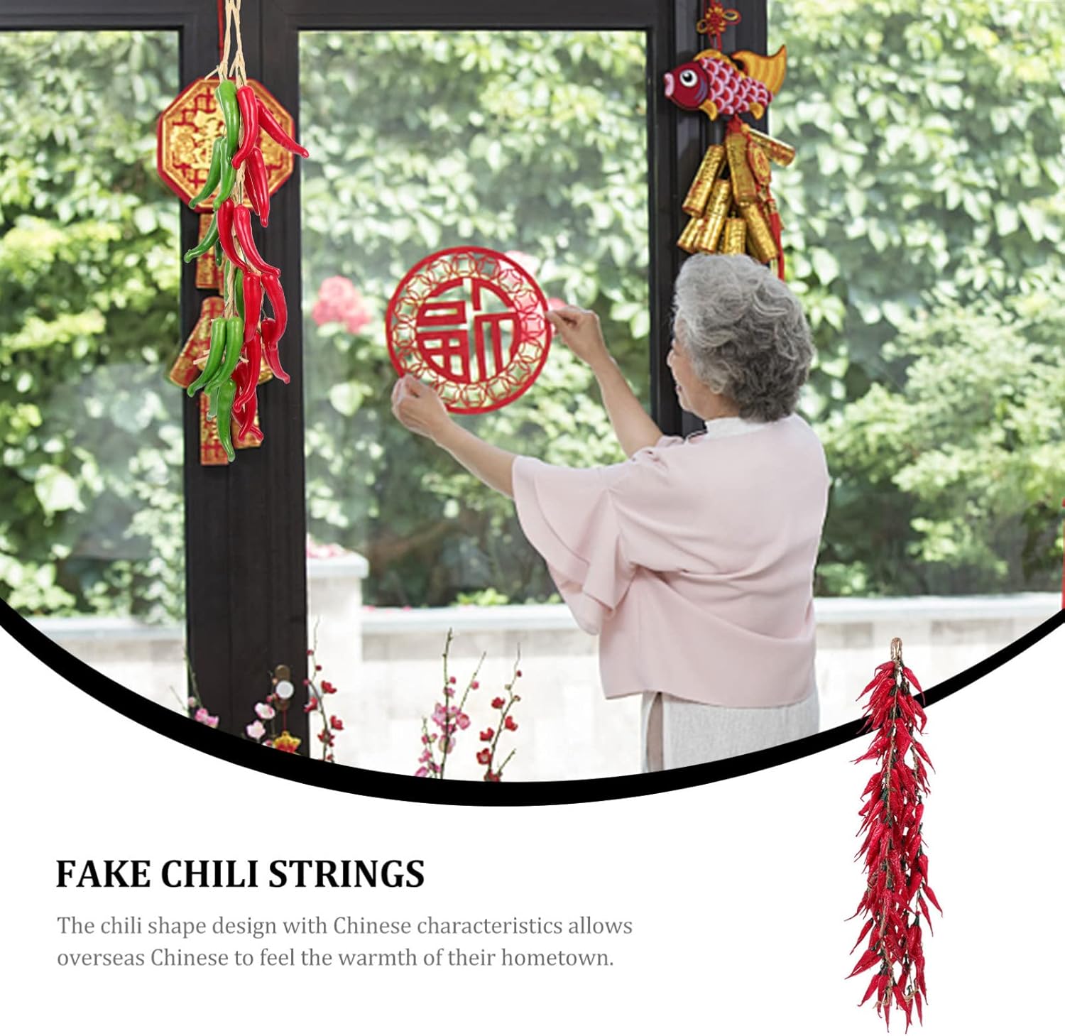 Happyyami 5pcs Artificial Chili Peppers Hanging Decorations