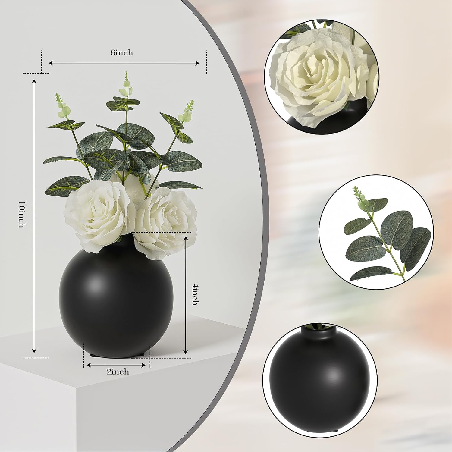 Artificial Flowers with Ceramic Vase Set of 2