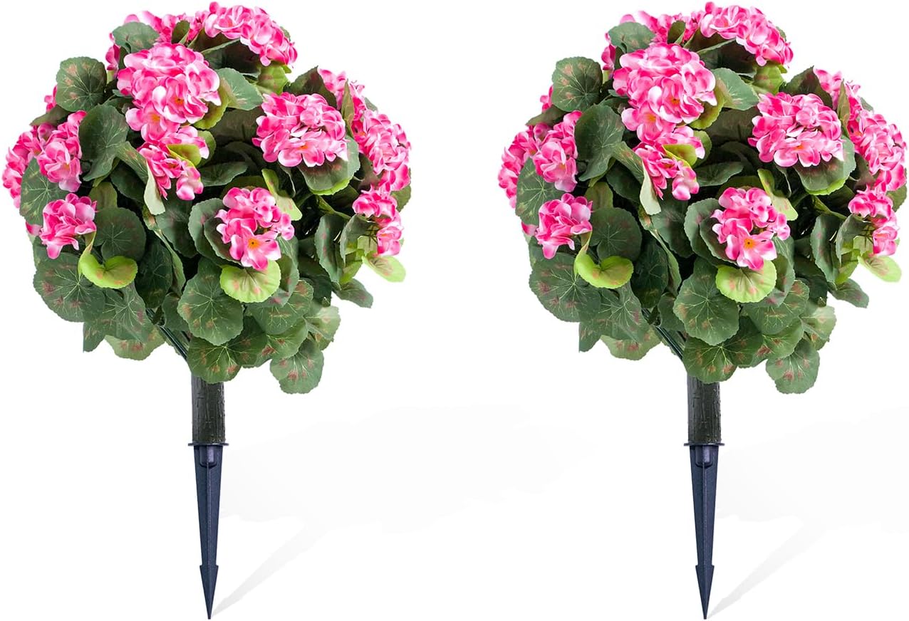 GarveeHome 216 inch Artificial Topiary Ball Set of 2 with Metal Spikes Pink