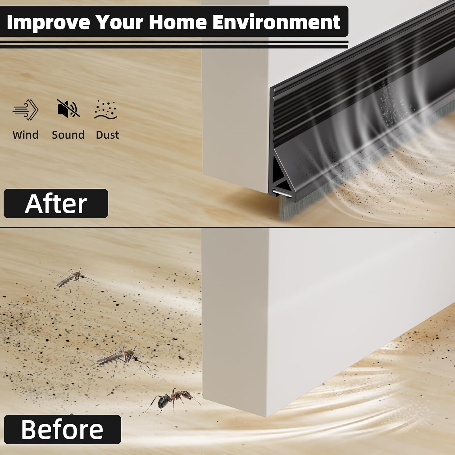 39 Inch Under Door Draft Stopper with Brush