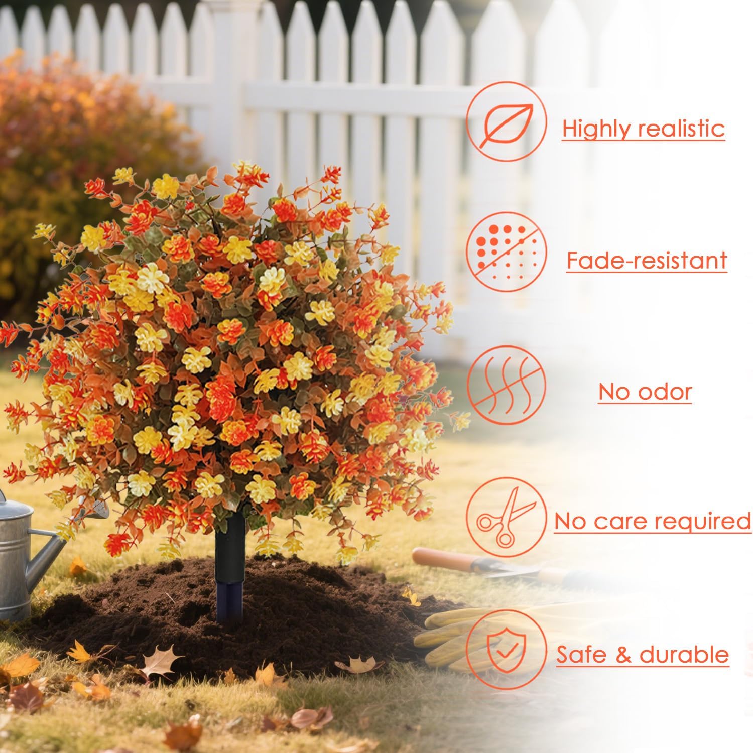 2 Pack Fall Artificial Topiary Trees with Ground Spikes