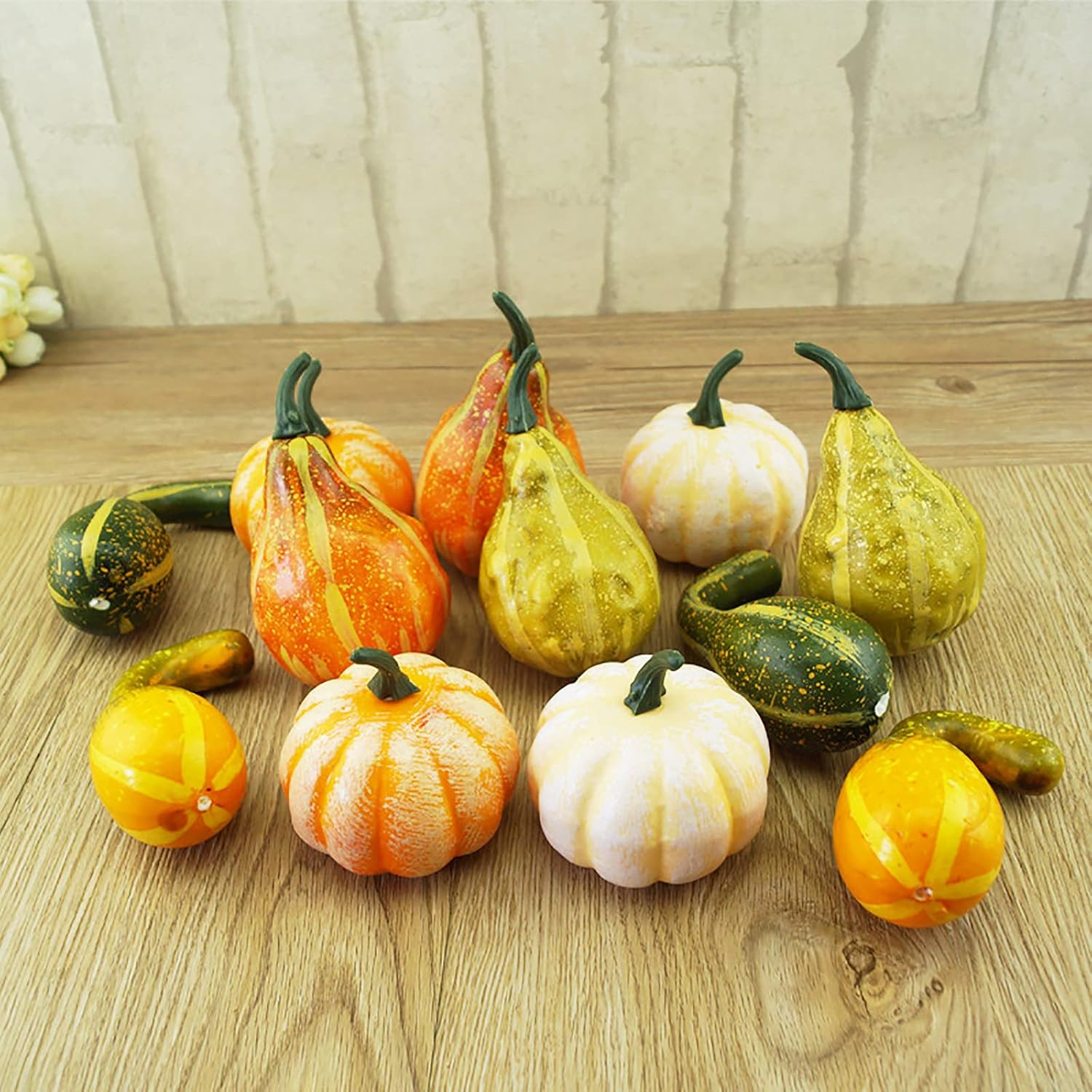TITA-DONG Artificial Pumpkins and Gourds Set of 12 Halloween Foam Props