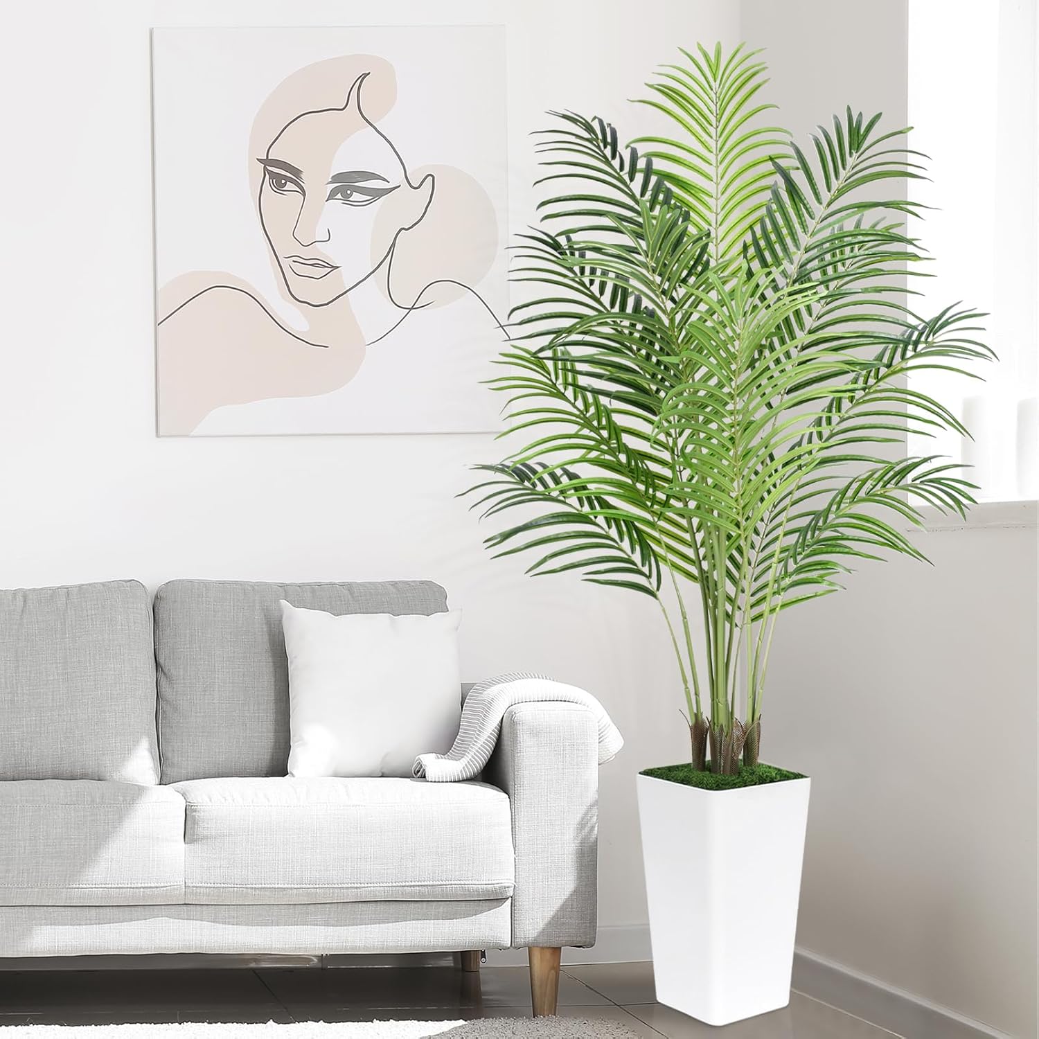5ft Artificial Palm Tree with White Planter