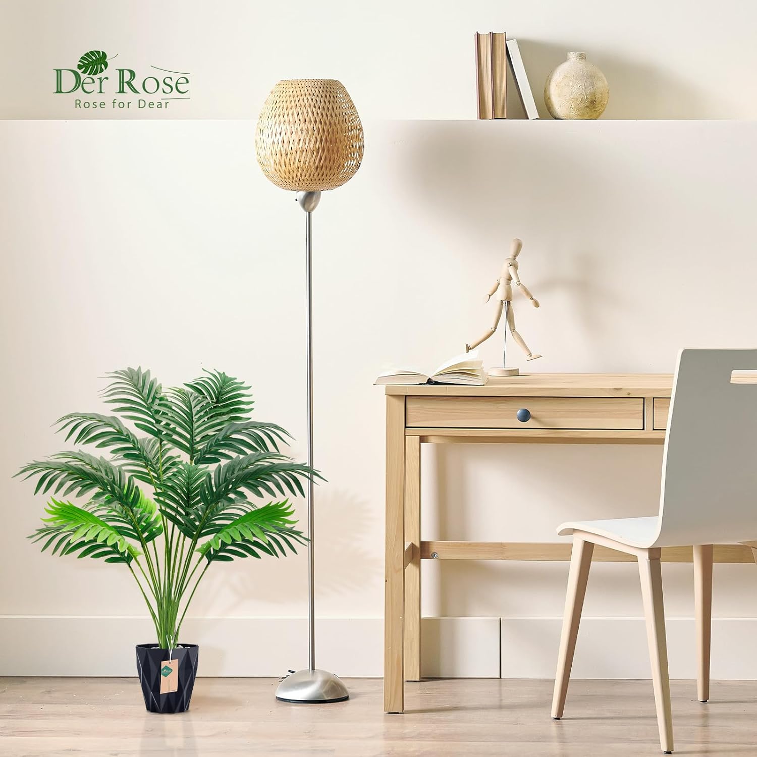 Der Rose 28 Inch Tall Fake Palm Artificial Tree with Black Pot