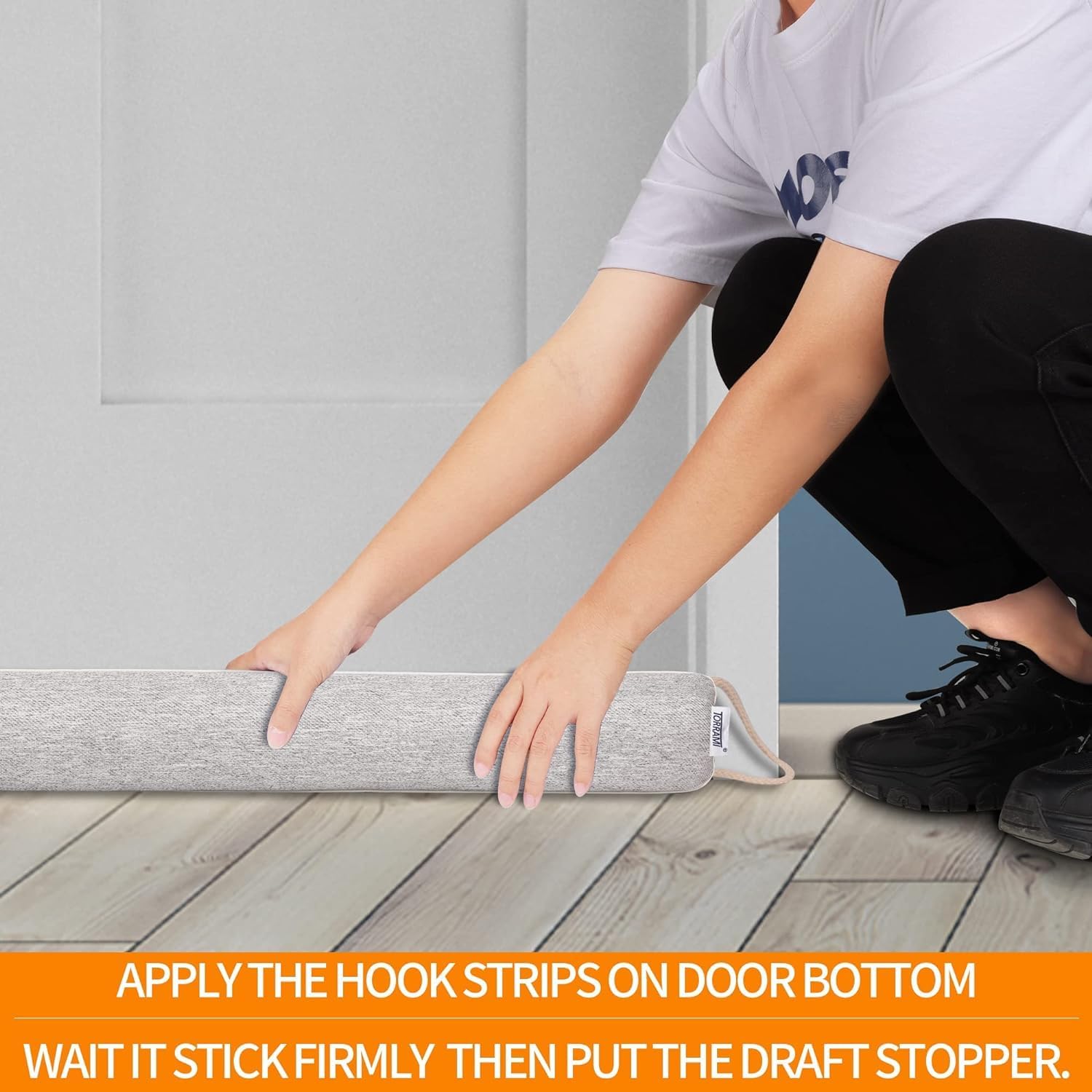 TORRAMI 30 Inch Door Draft Stopper Wind Proof Insulation Seal - Light Gray