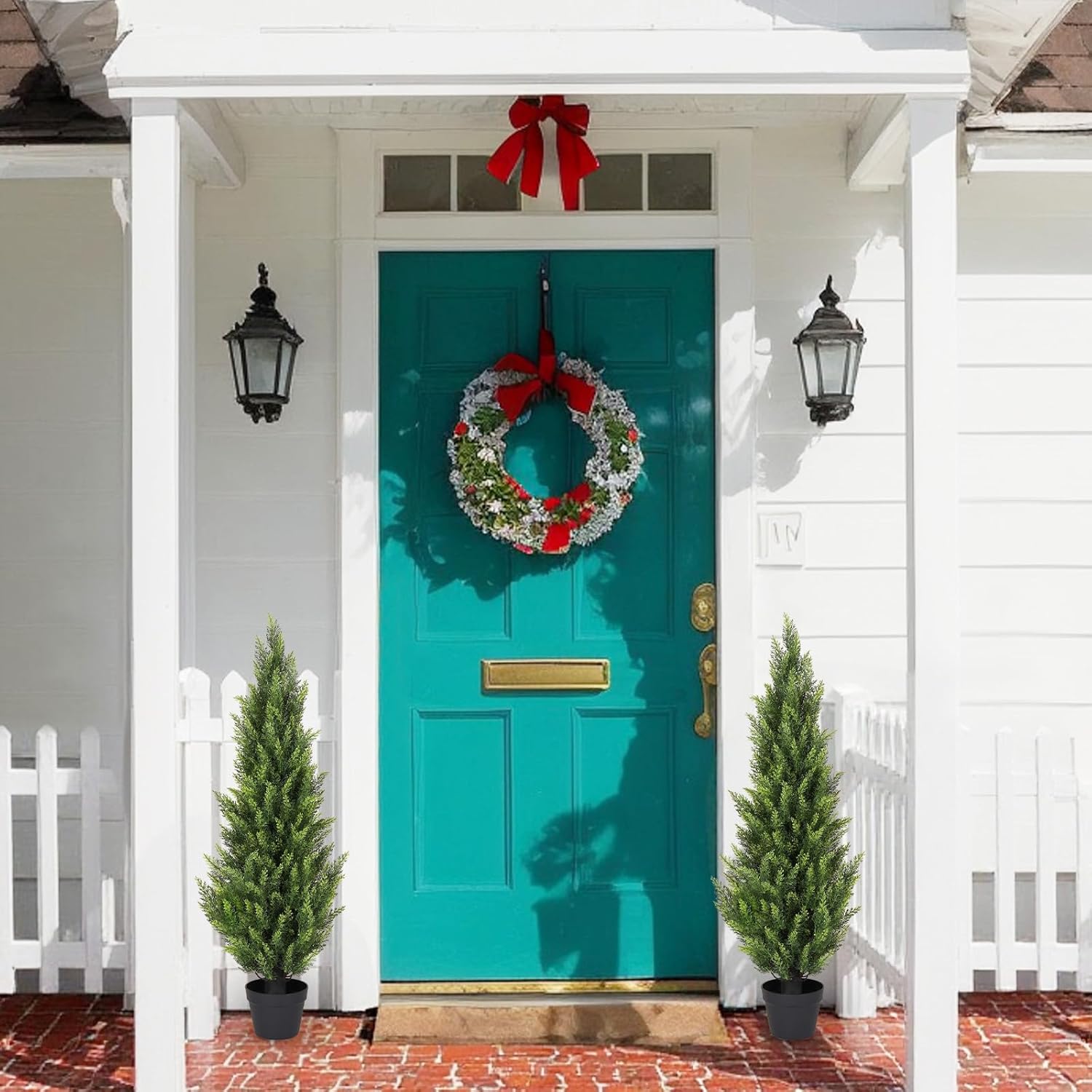 4FT Artificial Cedar Topiary Trees Set of 2