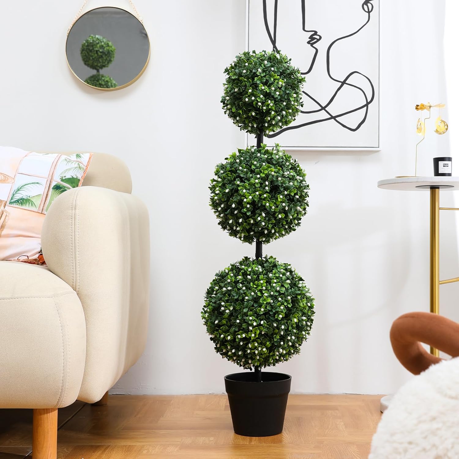 LUWENER 3FT Artificial Boxwood Topiary Set