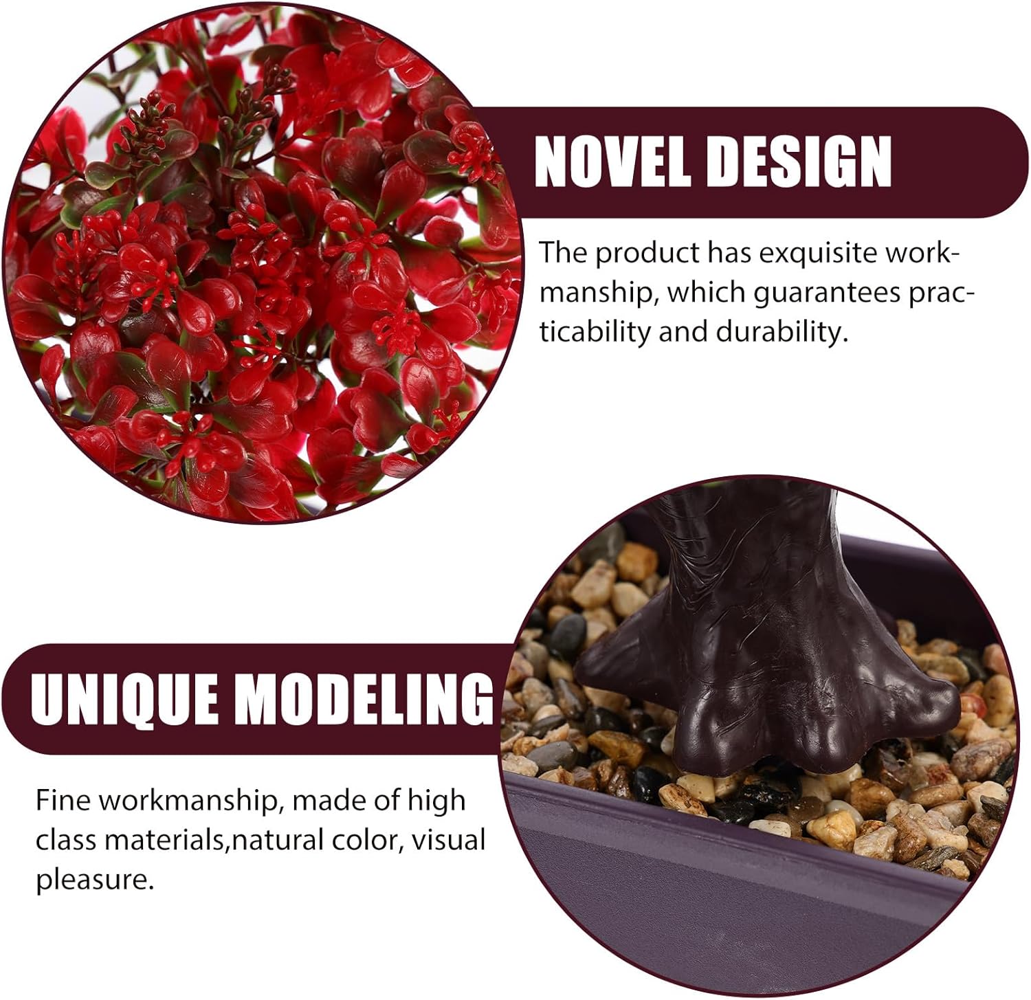 Cabilock Artificial Red Bonsai Tree Indoor Decor