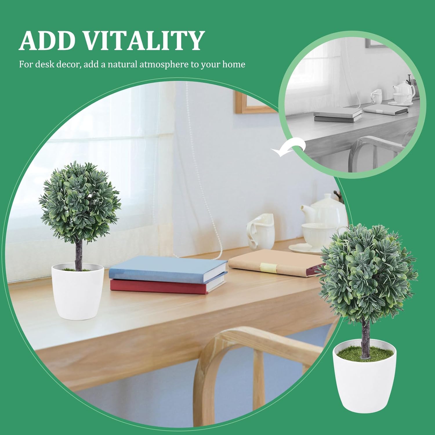 Cabilock Mini Artificial Boxwood Rosemary Topiary