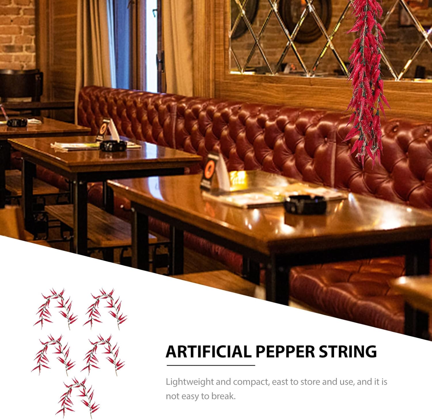 Happyyami 5pcs Artificial Chili Peppers Hanging Decorations