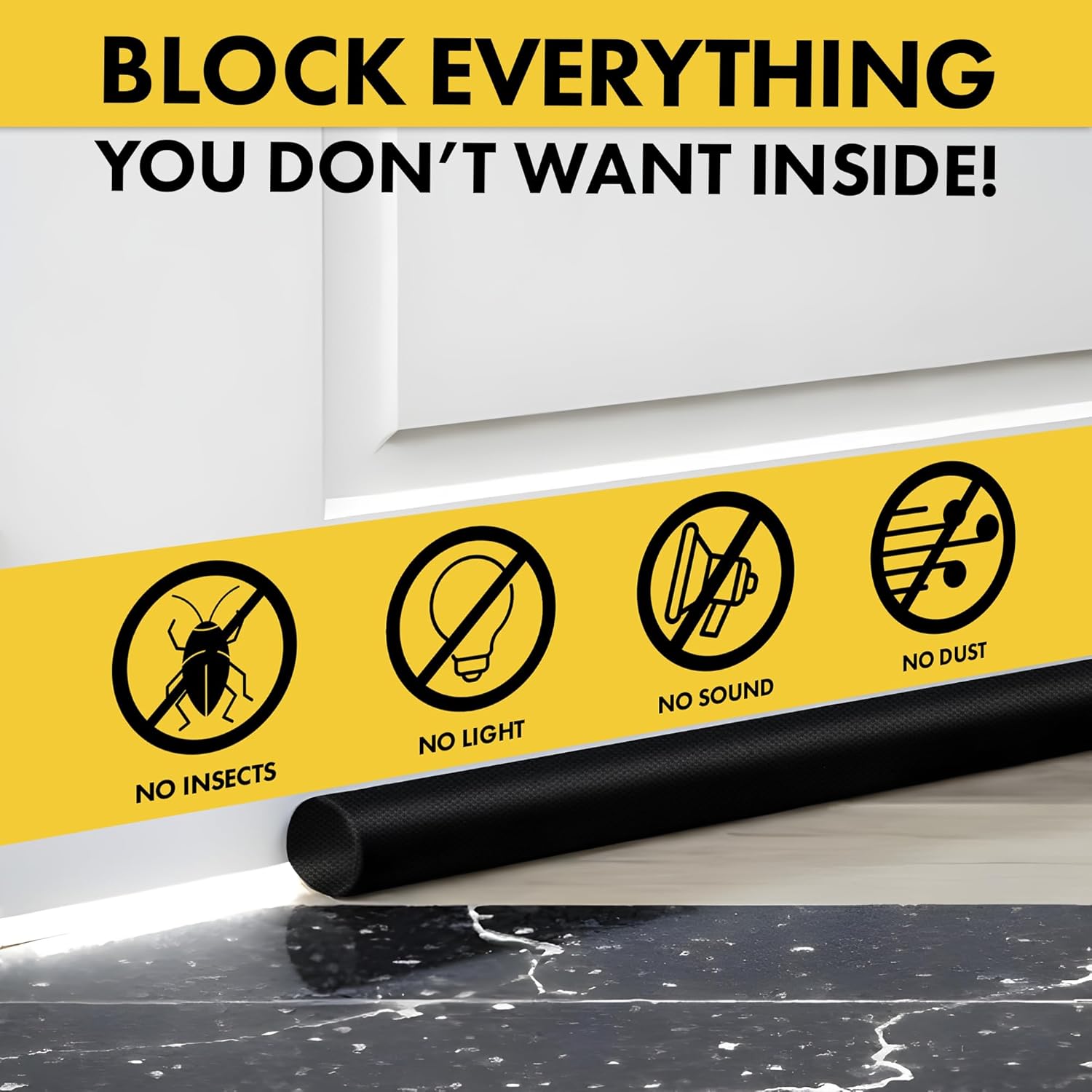 Affixers Under Door Draft Stopper 36 Inch Black