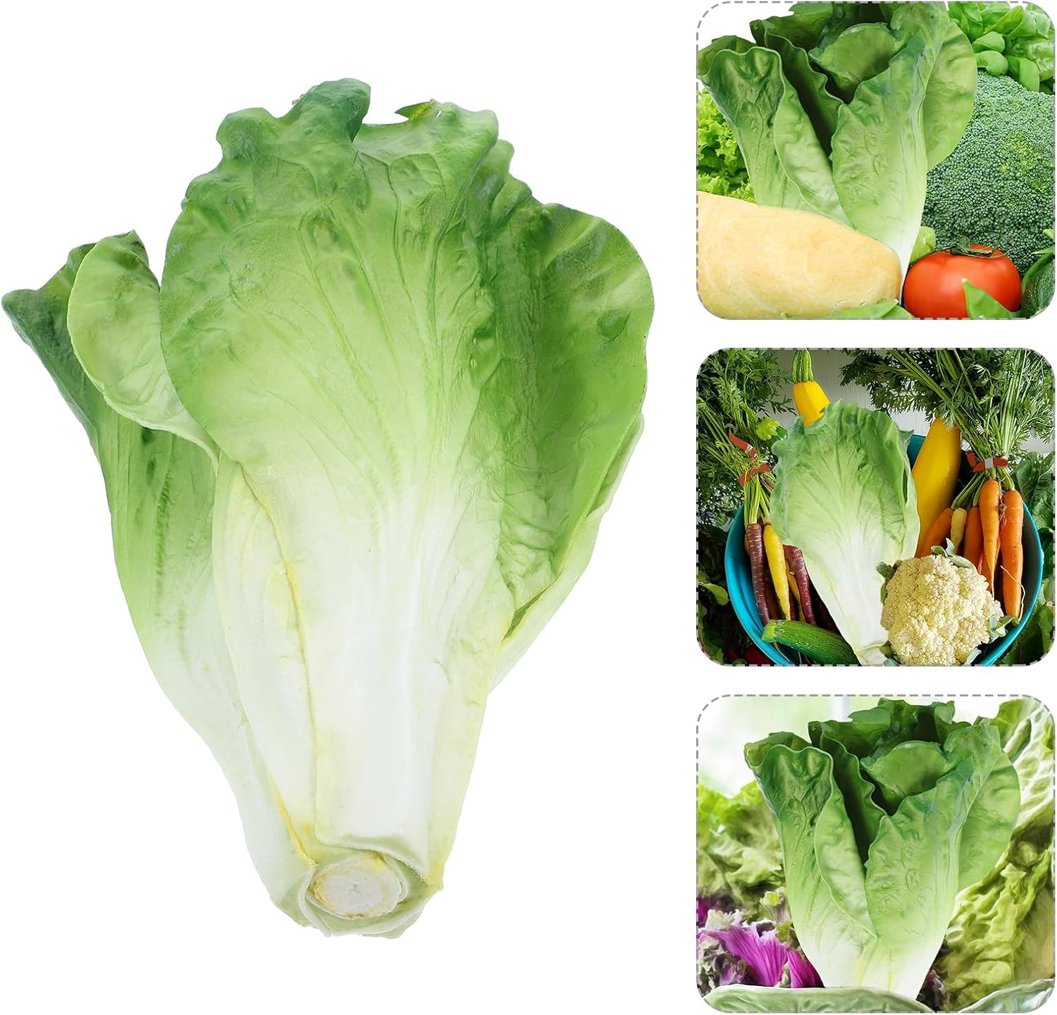 LOGOFUN 2Pcs Fake Lettuce Leaves Artificial Vegetables Photo Prop Decor