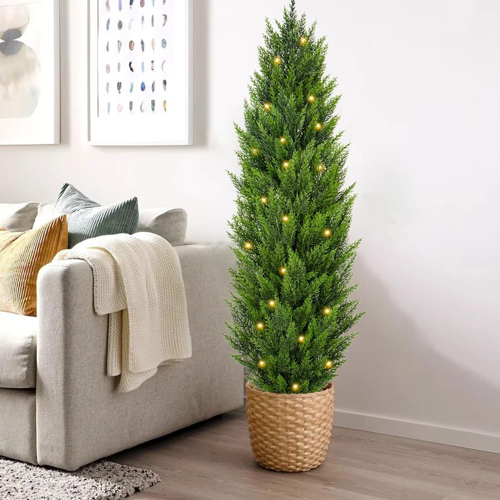 Briful 5ft Cedar Topiary Trees Artificial Set of 2 1