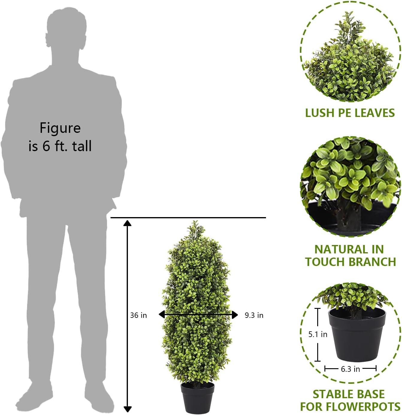 3ft Artificial Boxwood Topiary Trees Set of 2
