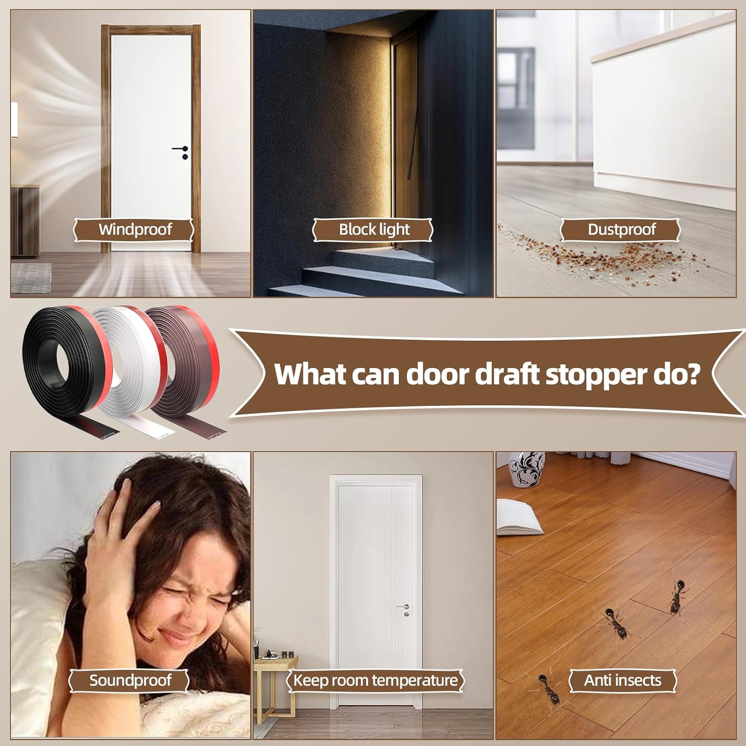 Vannesse 39 Inch Door Draft Stopper Black