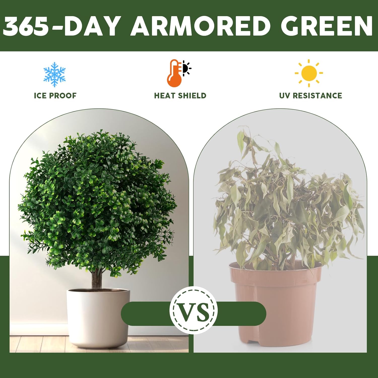24 Inch High Artificial Boxwood Topiary Ball Set of 2 with Stakes
